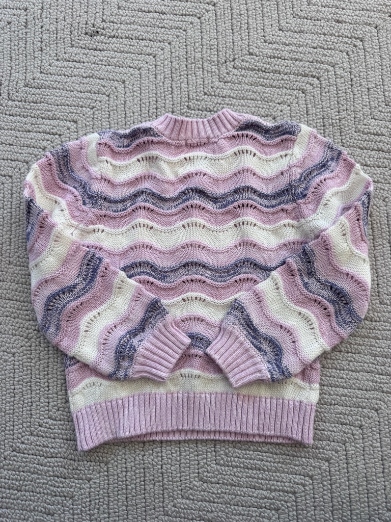 Splendid Pink Cream  Purple Wave Knit Sweater